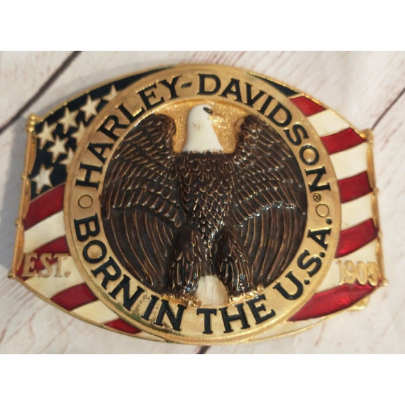 Other - Official Harley Davidson Motorcycle Eagle Buckle Born In The USA Raintree Flag